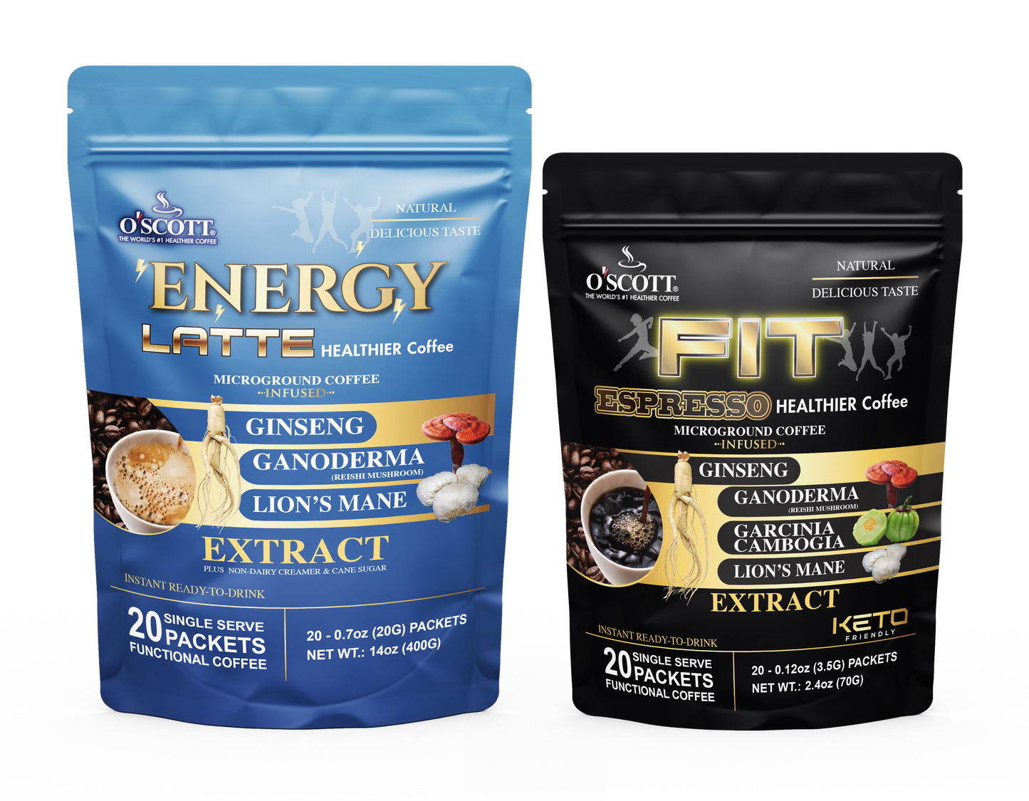 BUNDLE FIT ESPRESSO & LATTE BLEND l SUPER BRAIN 3-1 l O'SCOTT HEALTHIER COFFEE